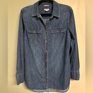 Merona Long Sleeve Button Down Denim Shirt Size XL